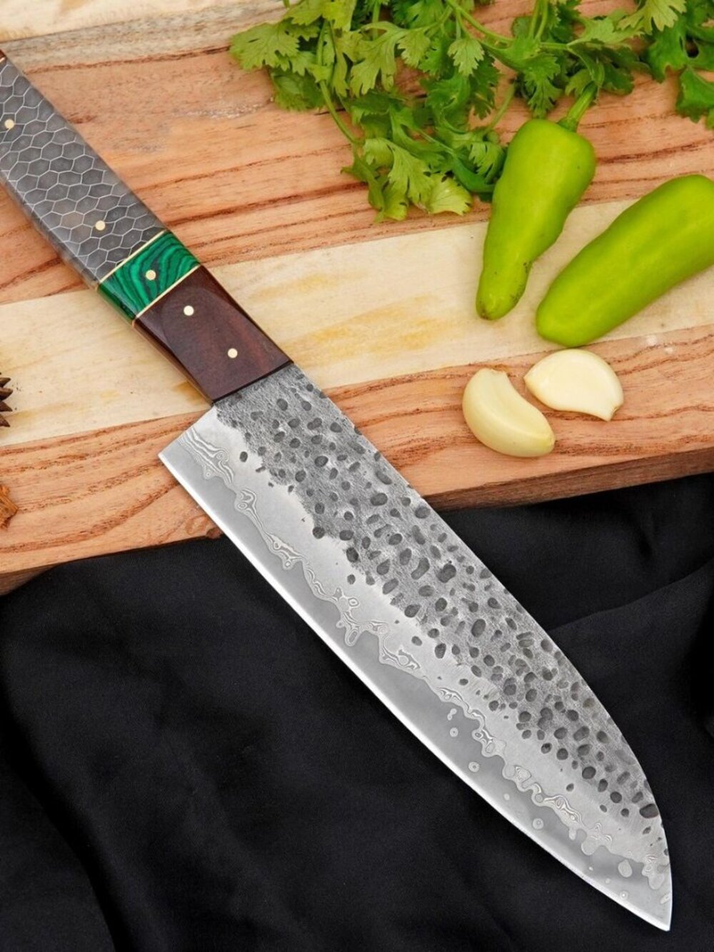Handmade Damascus Style Chef Knife Wood Handle Kitchen Knife